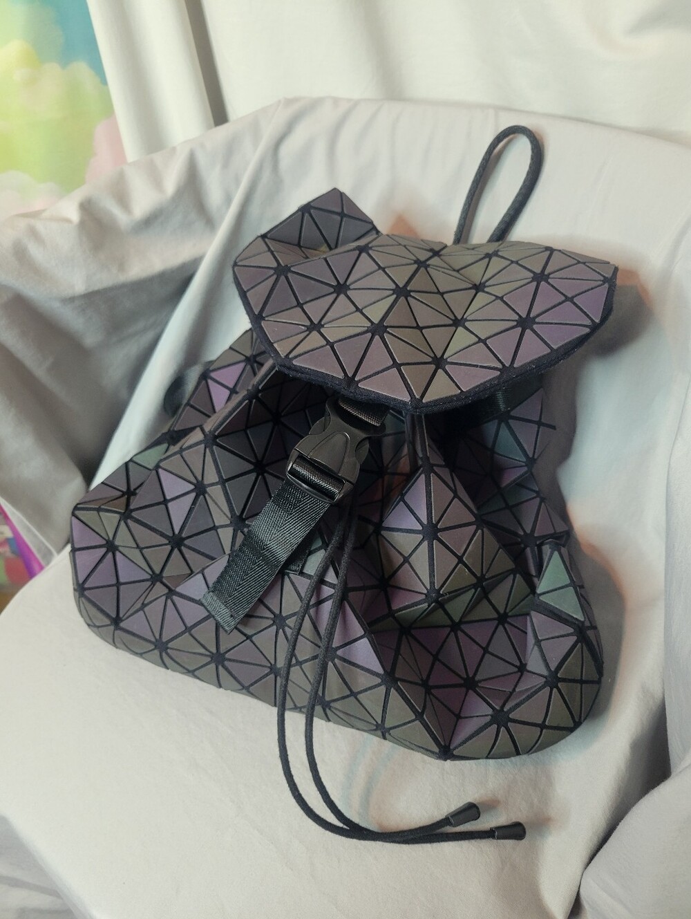 Reflective Iridescent Geometric Triangle Backpack (Reflective Colors In Photos) - Picture 5 of 15